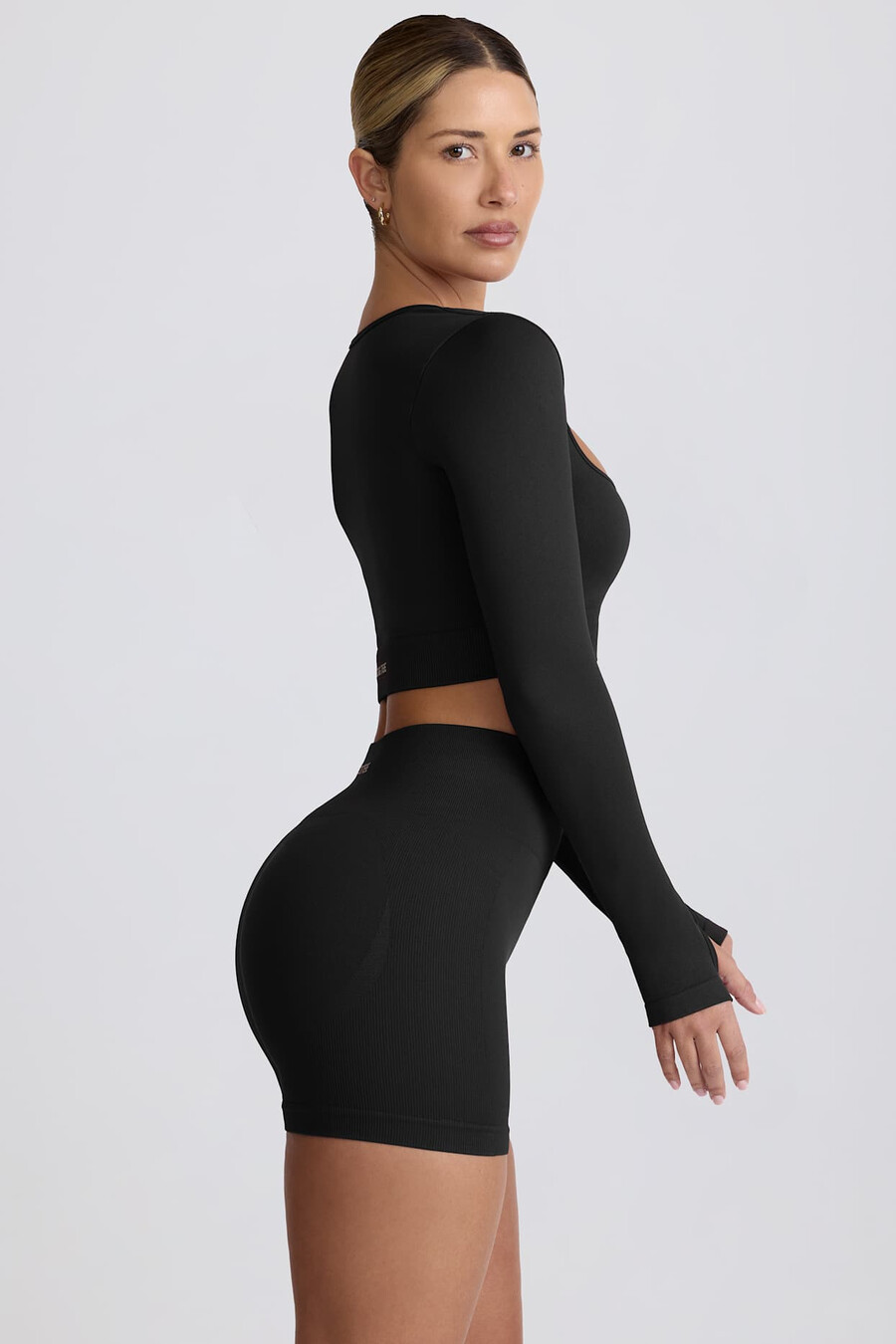szorty mini super sculpt seamless z wysokim stanem w kolorze czarnym