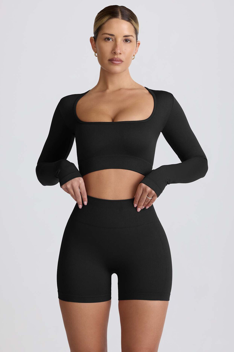 szorty mini super sculpt seamless z wysokim stanem w kolorze czarnym