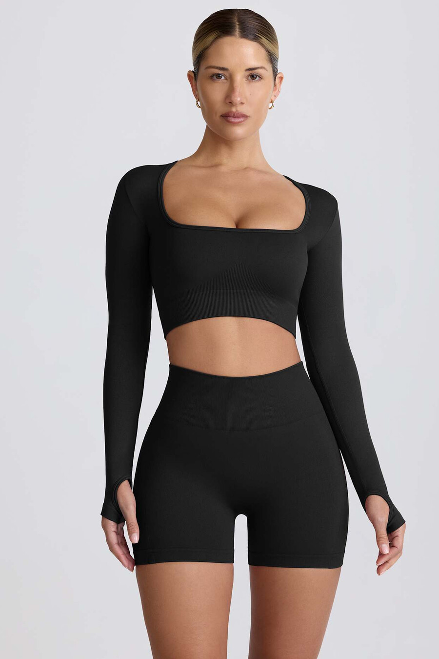 szorty mini super sculpt seamless z wysokim stanem w kolorze czarnym