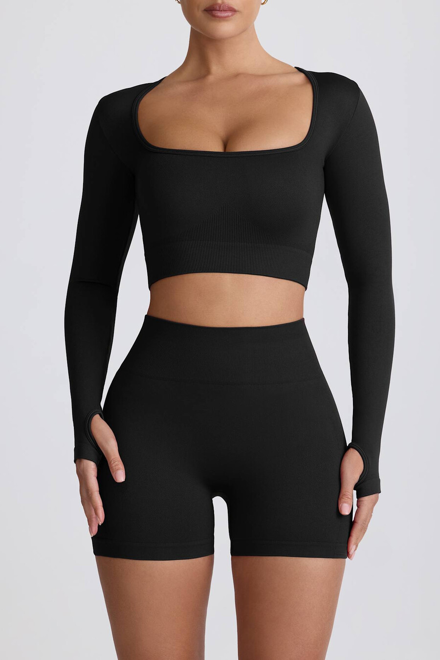 szorty mini super sculpt seamless z wysokim stanem w kolorze czarnym