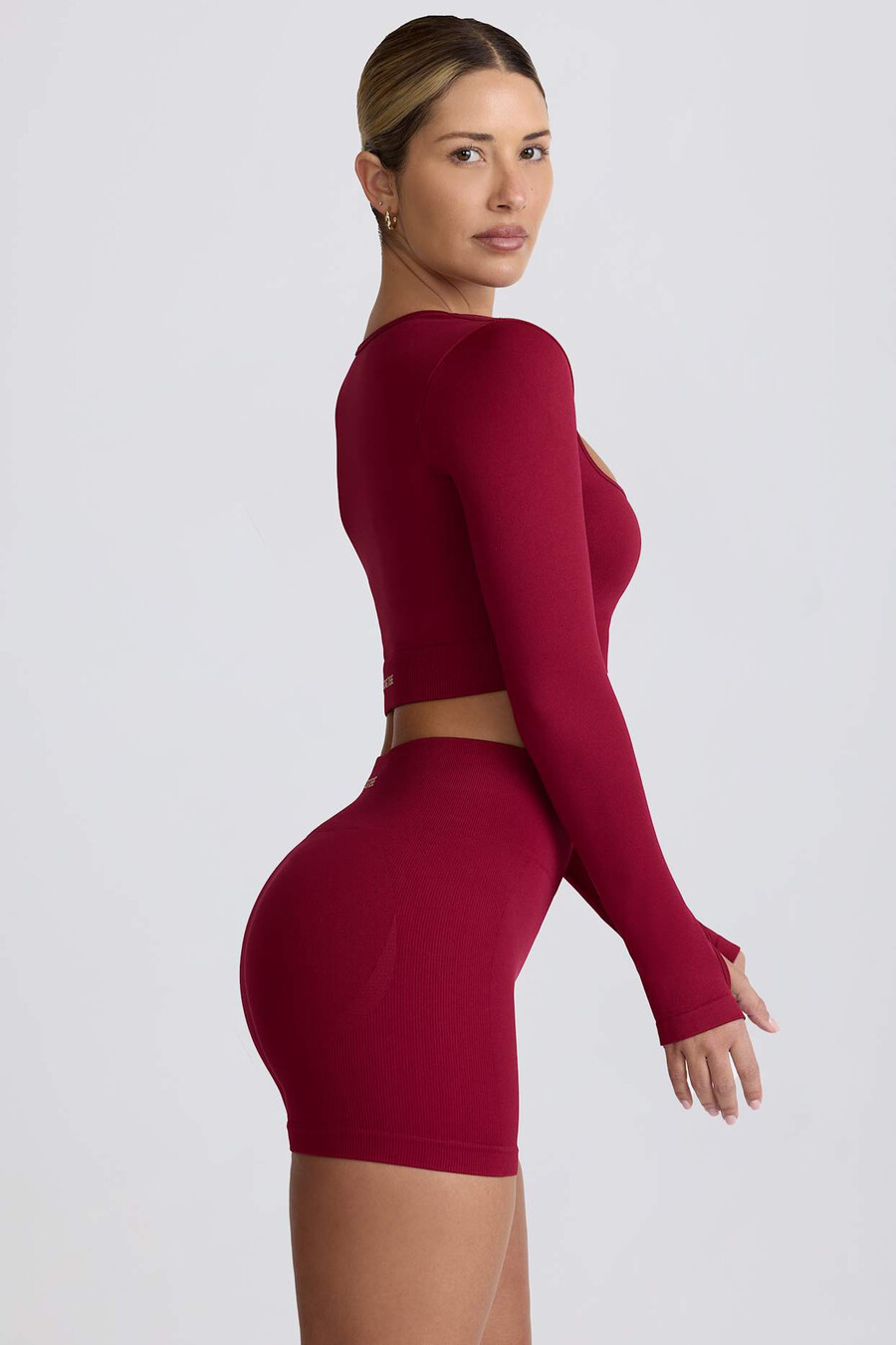 szorty mini super sculpt seamless z wysokim stanem w kolorze bordowym