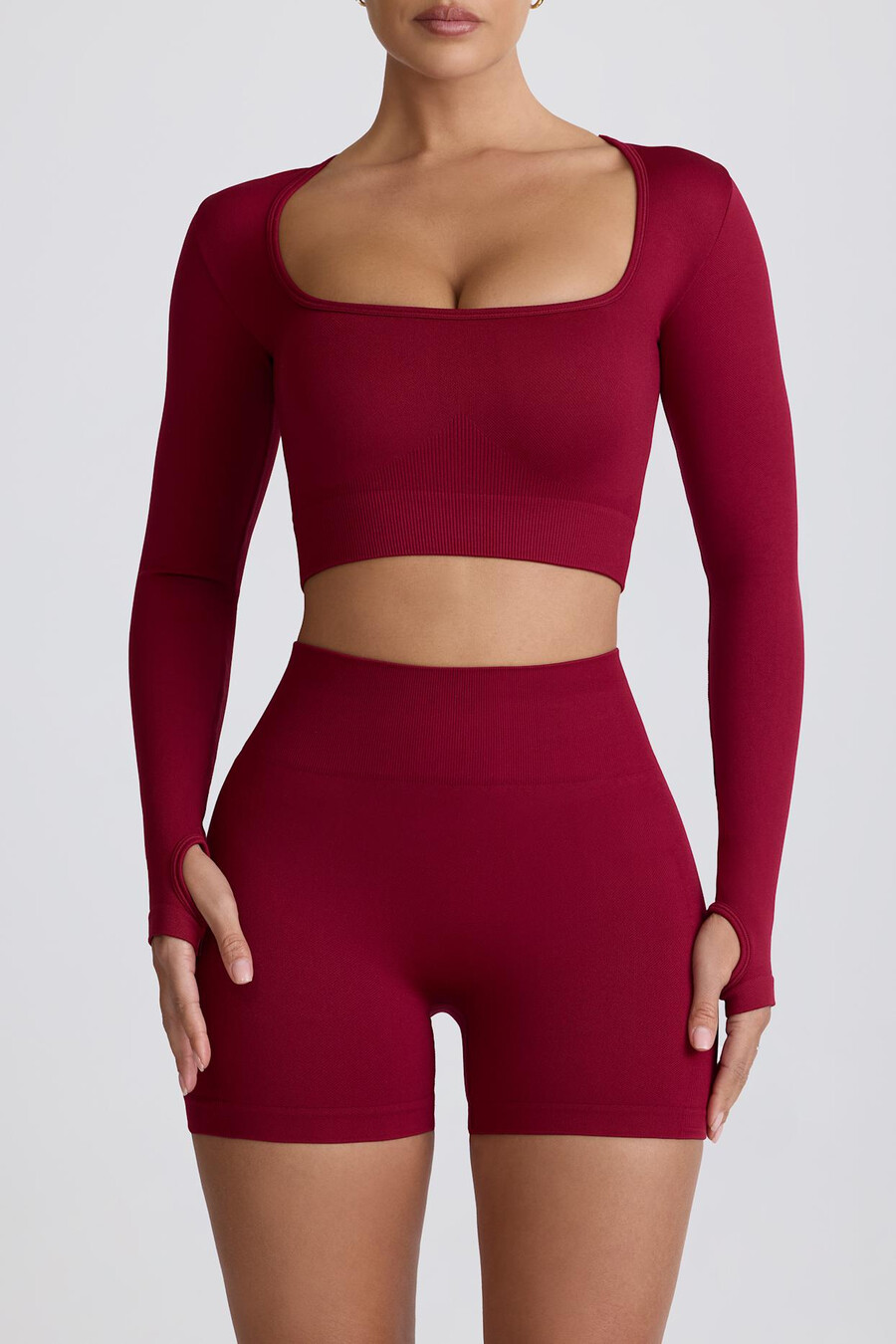 szorty mini super sculpt seamless z wysokim stanem w kolorze bordowym