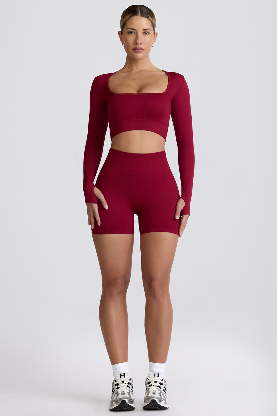 szorty mini super sculpt seamless z wysokim stanem w kolorze bordowym