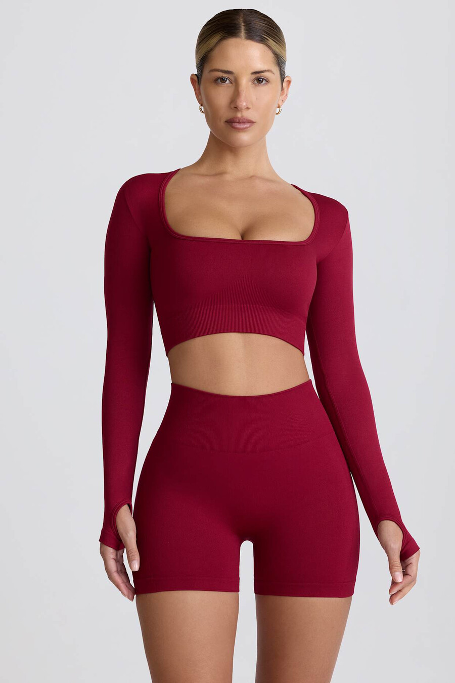 szorty mini super sculpt seamless z wysokim stanem w kolorze bordowym