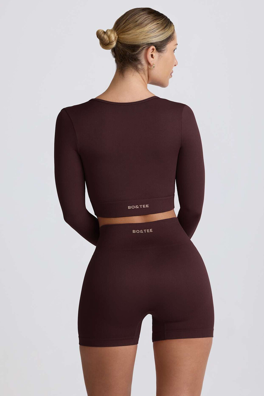 mini szorty super sculpt seamless z wysokim stanem w kolorze czekoladowym