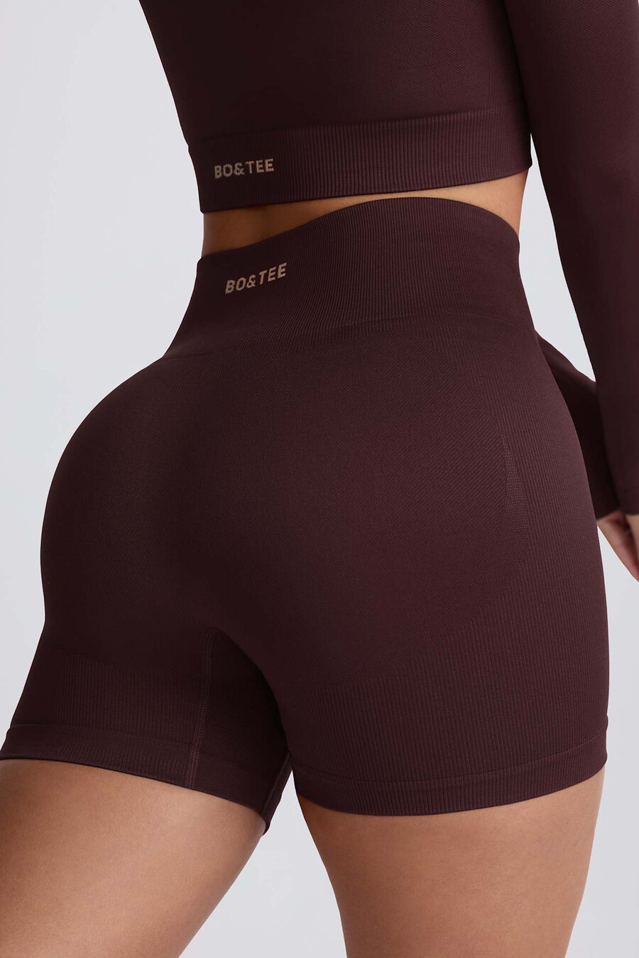 mini szorty super sculpt seamless z wysokim stanem w kolorze czekoladowym