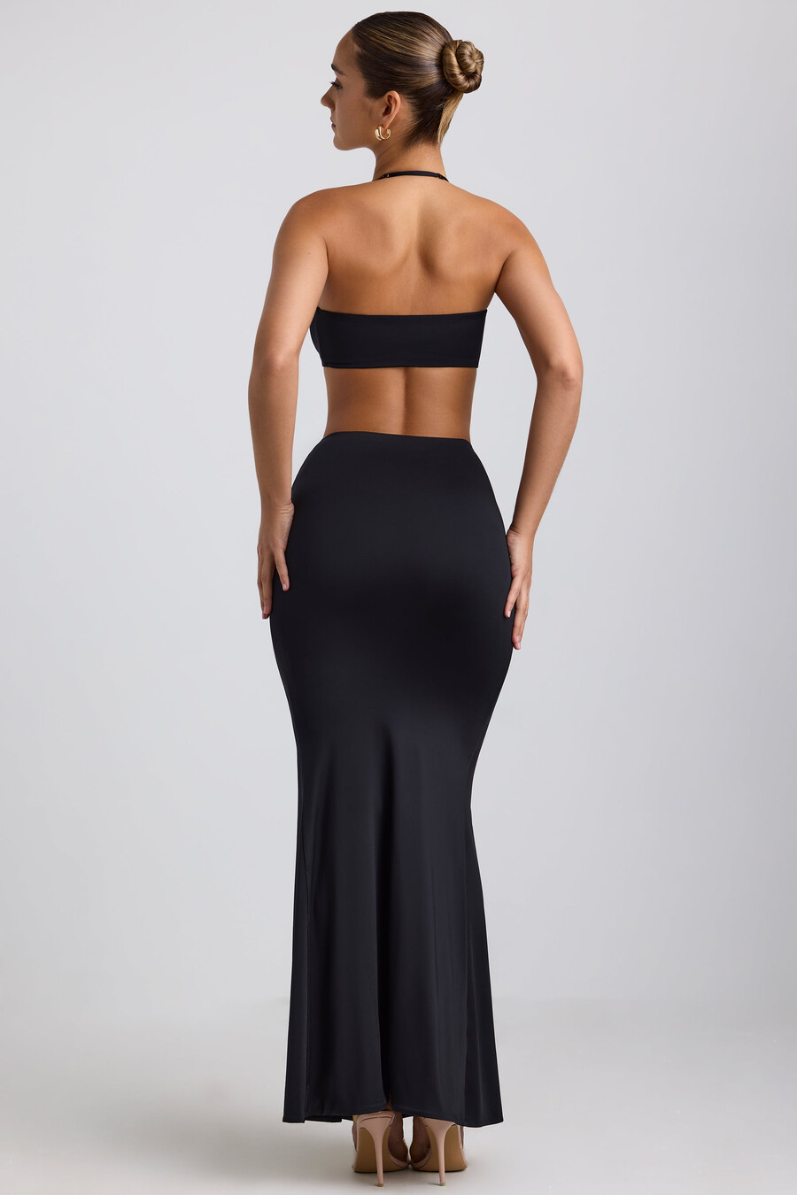 spódnica maxi slinky jersey z ozdobnymi elementami metalowymi w kolorze czarnym