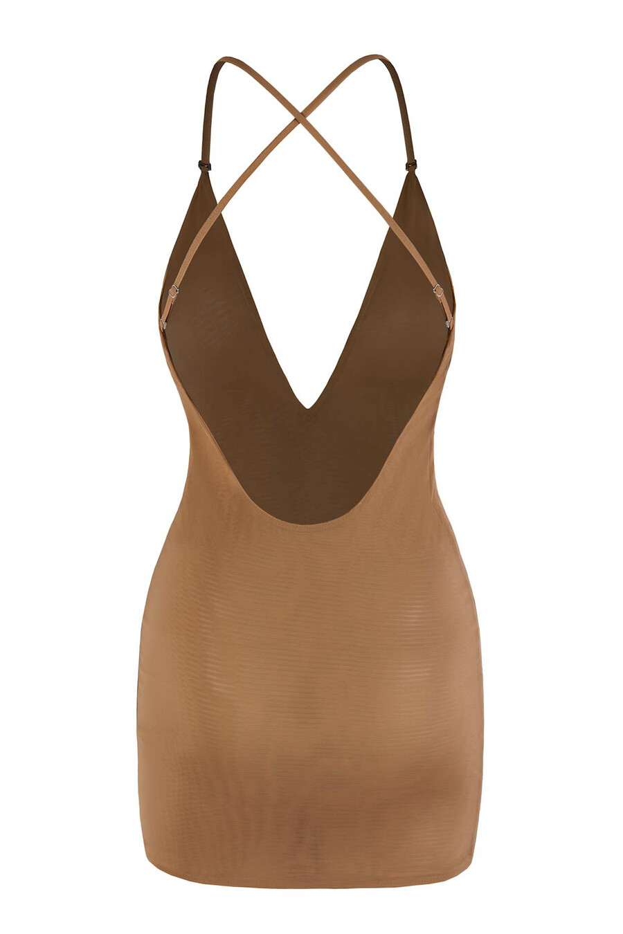 sukienka mini intimates z miękkiej siateczki w kolorze migdałowym wielokierunkowa