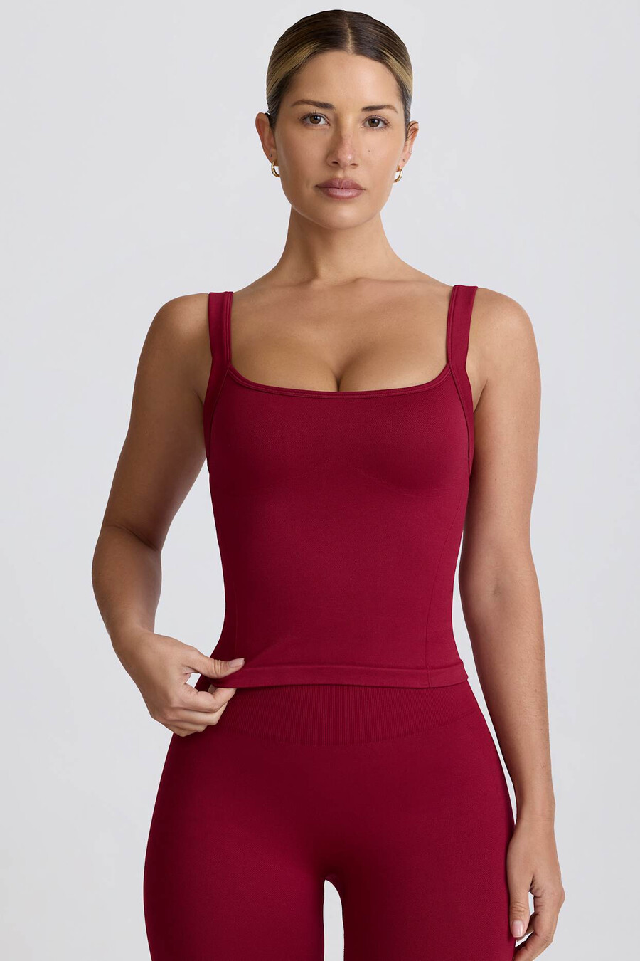 super sculpt seamless longline tank top w kolorze bordowym