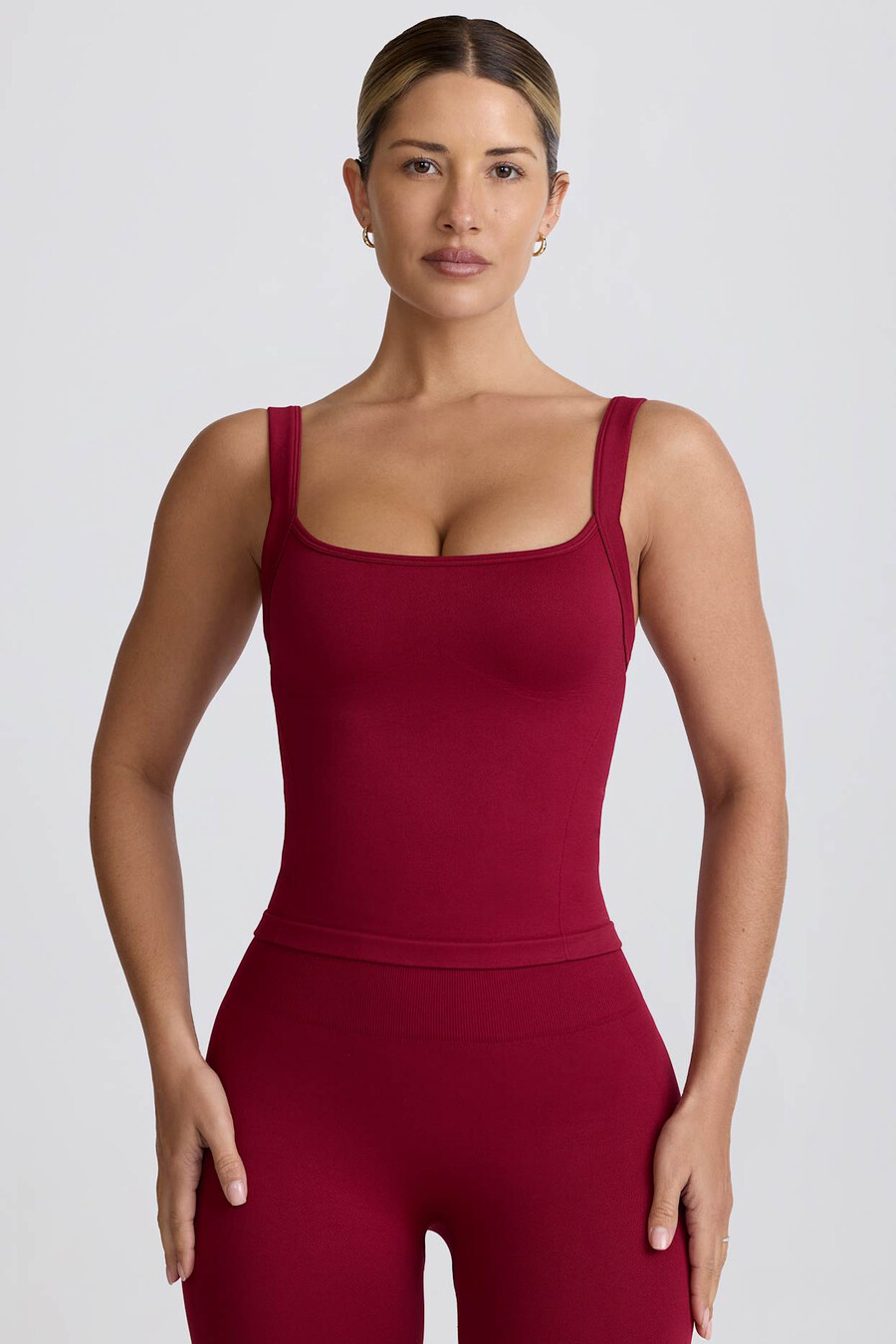 super sculpt seamless longline tank top w kolorze bordowym
