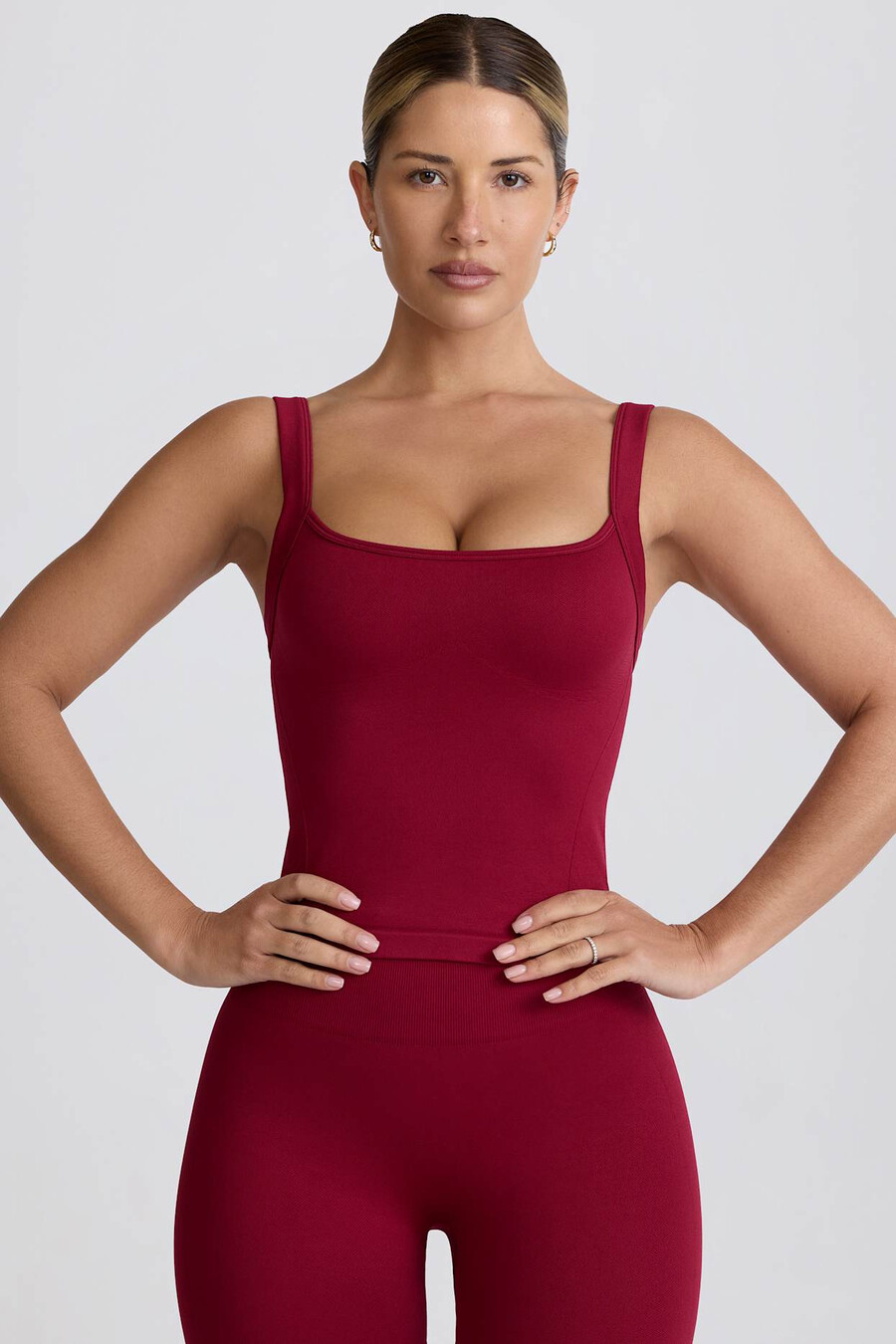 super sculpt seamless longline tank top w kolorze bordowym
