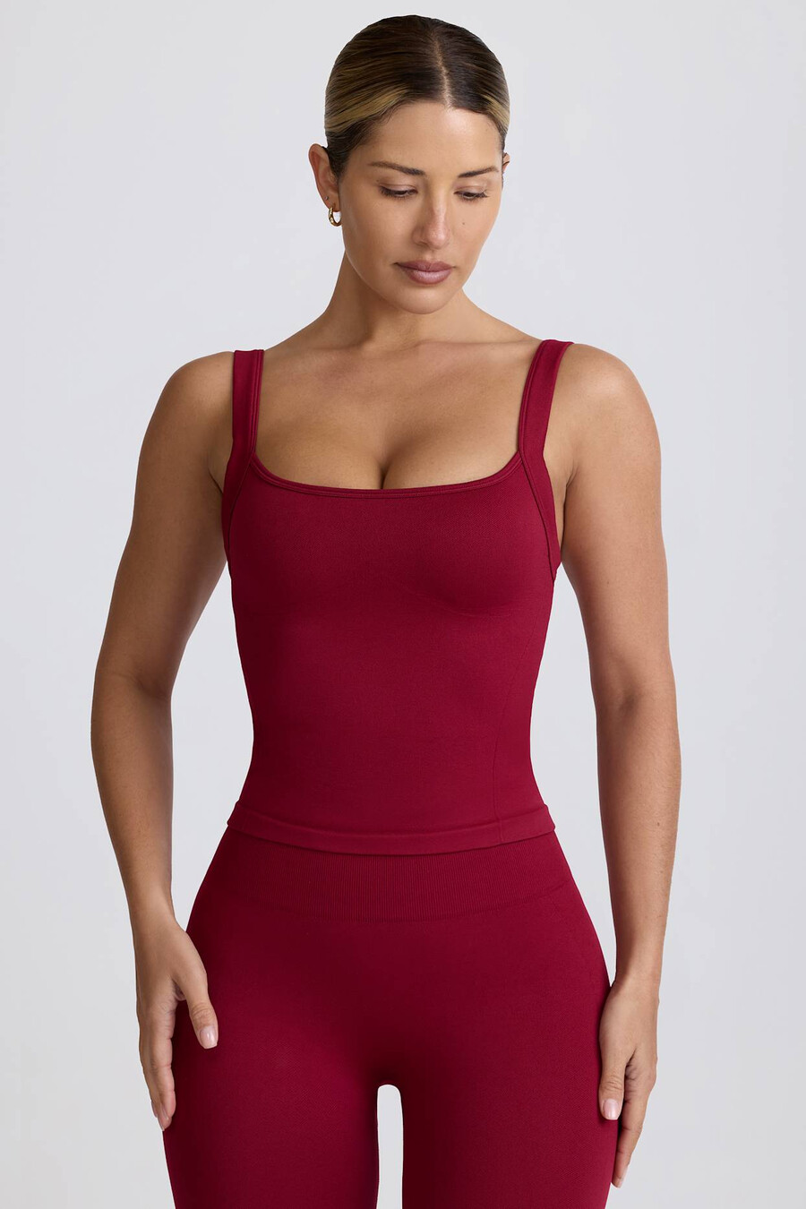 super sculpt seamless longline tank top w kolorze bordowym