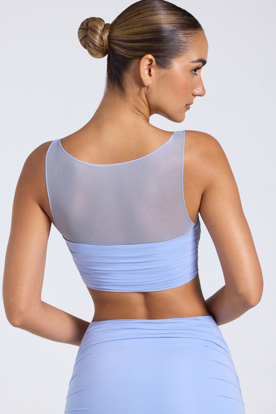 przezroczysty panelowy marszczony top w kolorze periwinkle blue